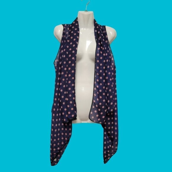 BLUSH pink polka dot open shawl cardigan cover up sheer vest one size fits all - Picture 1 of 4